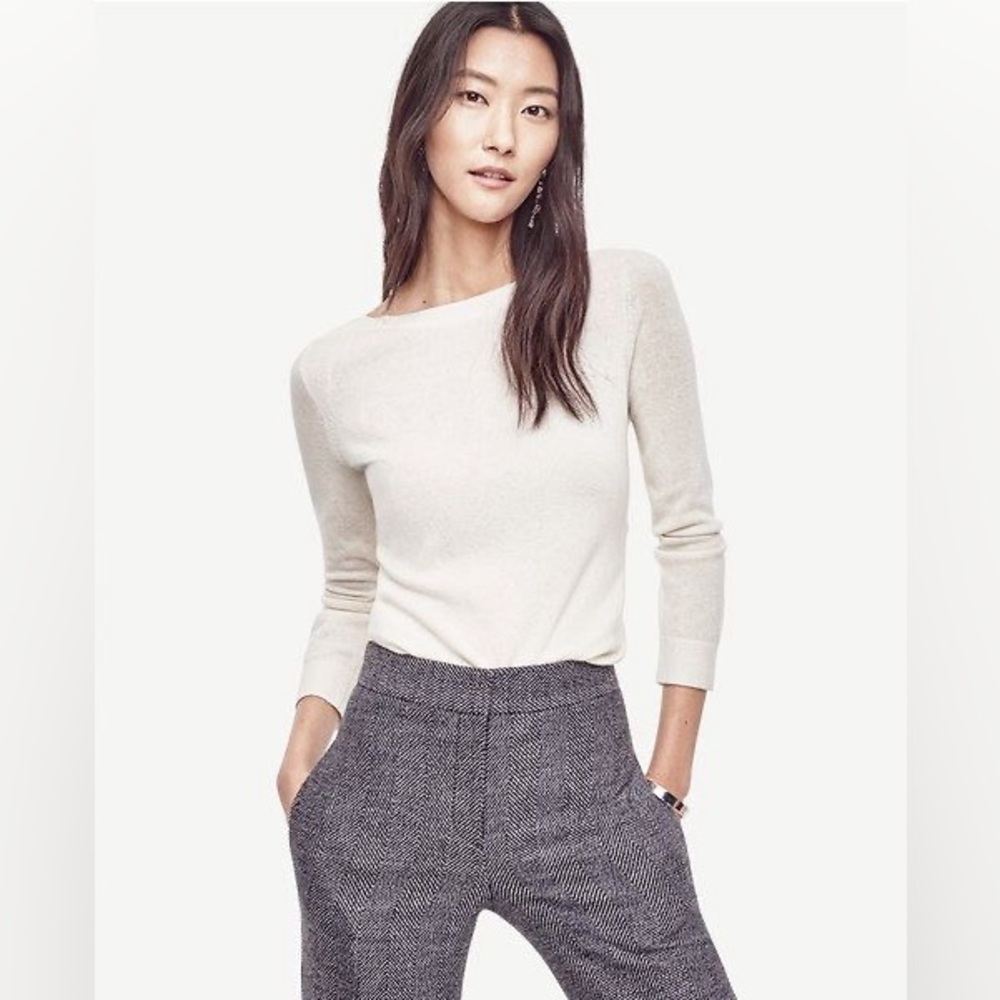 Ann Taylor Cream Wool Cashmere Boatneck Sweater